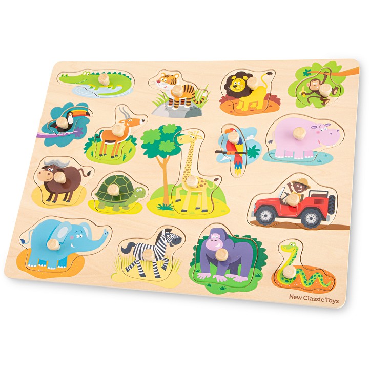 Peg puzzle - 16 pieces - safari